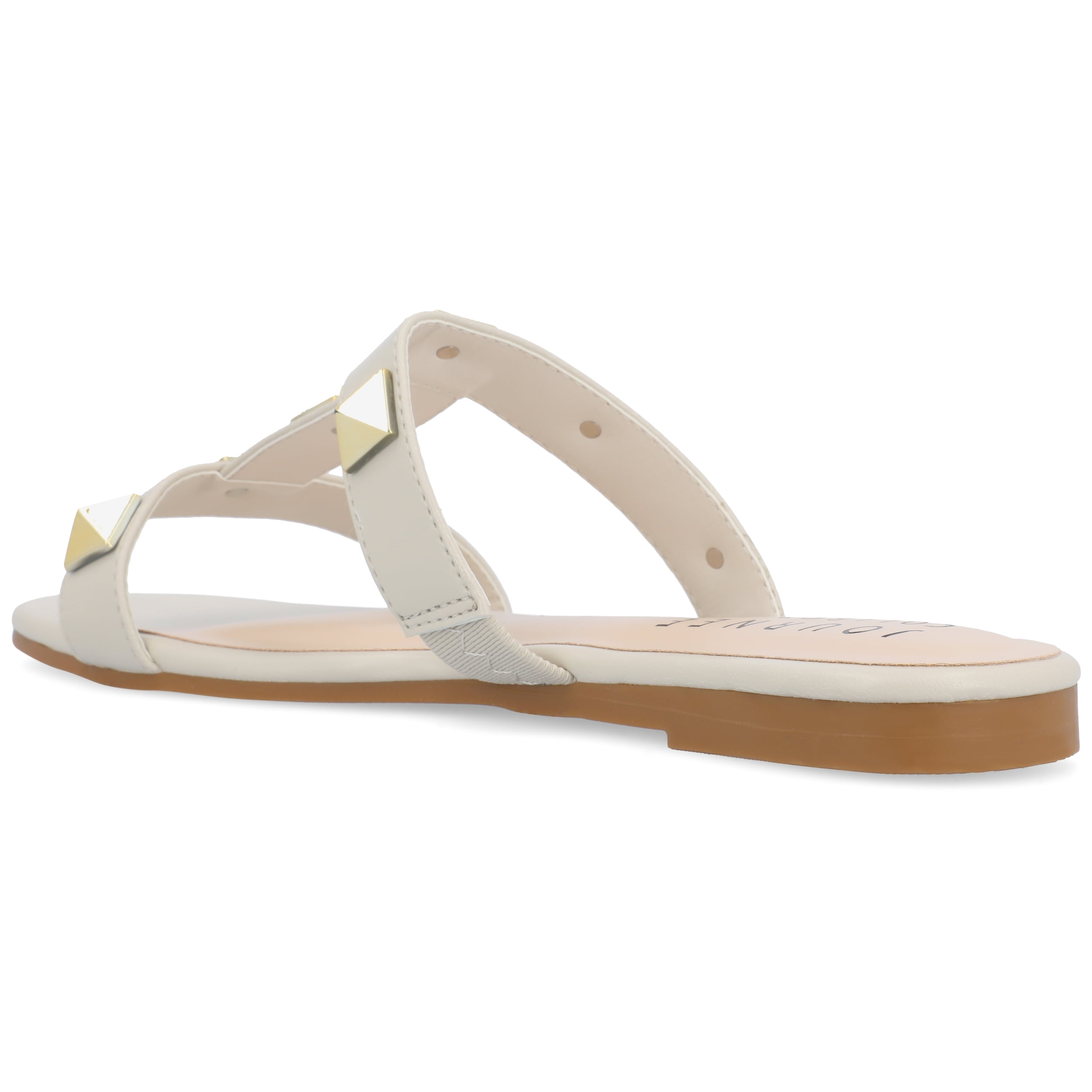Journee Womens Kendall Studded Slide Flat Sandals
