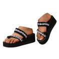 thumbnail image 3 of DAFEI Casual Slope Heel Thick Bottom Slippers Open Toe Fashion Flip Flops Flower Decoration Beach Slippers, 3 of 8