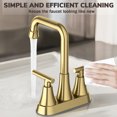 thumbnail image 3 of KINGTACK Bathroom Sink Faucet, 4 inch Brushed Gold Bathroom Faucets with Pop-up Drain and Supply Lines, Stainless Steel 2-Handle Centerset Faucet for Bathroom Faucet 3 Hole, 2 Pack, 3 of 10
