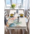 thumbnail image 3 of Summer Coastal Rectangle Tablecloth, Nautical Beach Marine Life Beige Striped Waterproof & StainResistant Tablecloth, Washable Oil-proof Table Cover for Dining/Party/Wedding/Camping/Buffet 52x70 In, 3 of 9