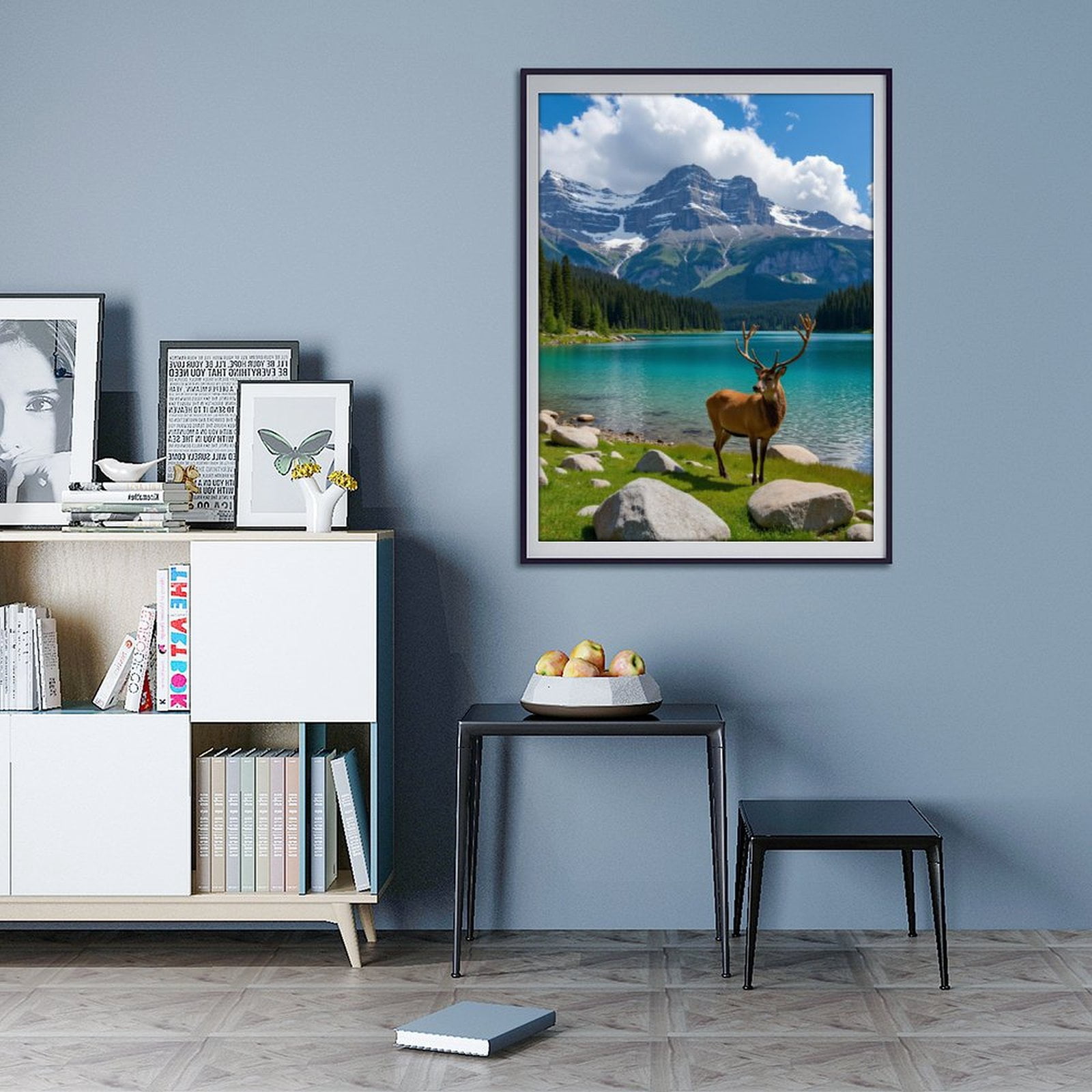 Diamond Art Kits for Adults - 5d Mountain Lake Deer Majestic Scenery Diamond Painting for Adults, Diamond Art for Adults Beginners, Diamond Painting Kits for Adults for Home Wall Decor