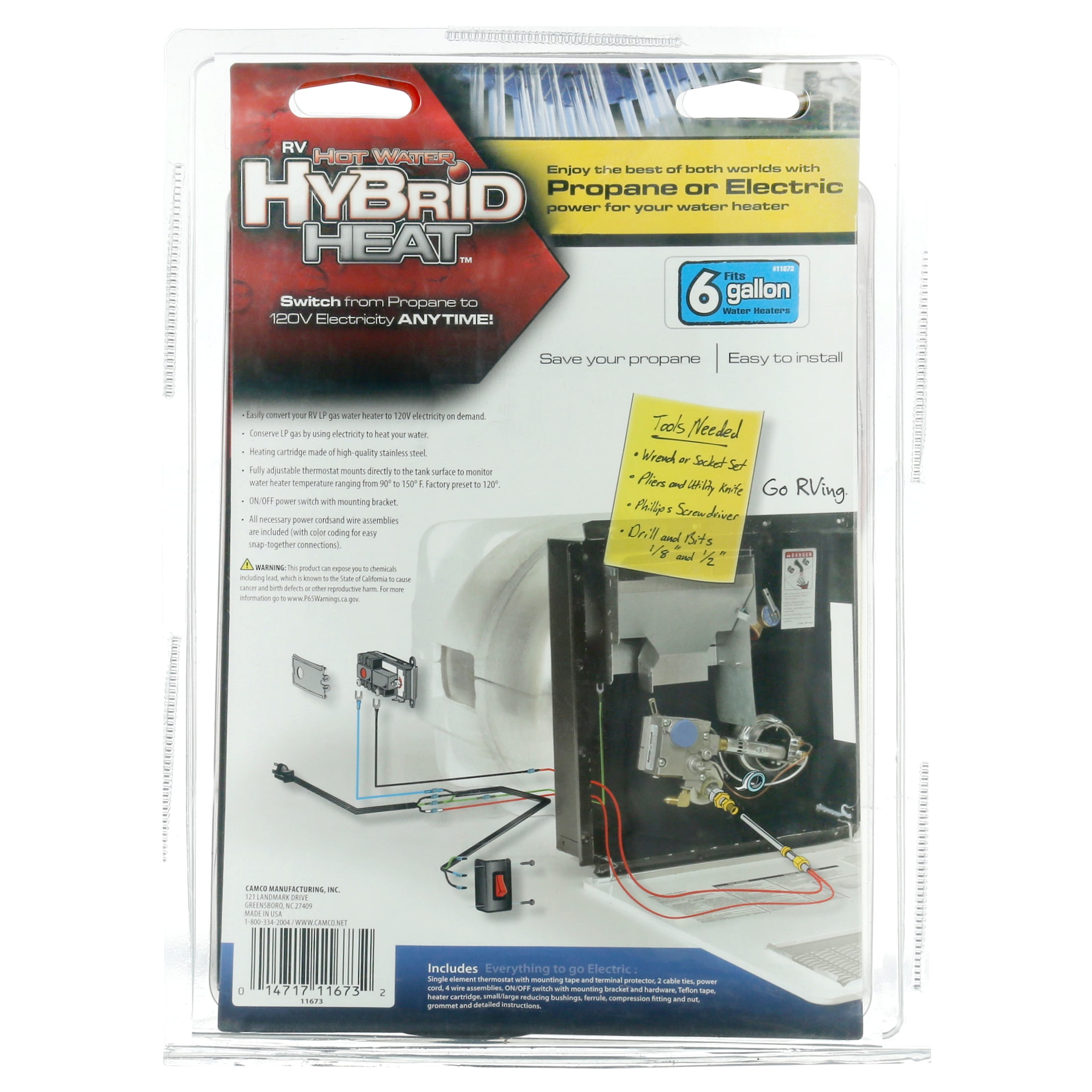 Camco 11673 - 6 gal. Water Heater Converter for Converting RV LP Gas Water  Heaters to 120V Electricity On Demand - Walmart.com