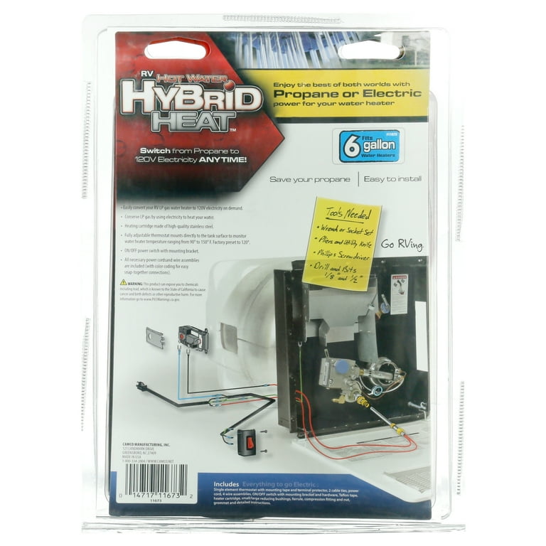 Camco 11673 - 6 gal. Water Heater Converter for Converting RV LP Gas Water  Heaters to 120V Electricity On Demand - Walmart.com
