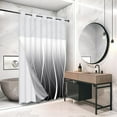 thumbnail image 5 of Ikfashoni Ombre Hookless Shower Curtain with Snap in Liner, Black Gradient No Hook Waterproof Fabric Sheer Window Bath Curtain, 71"X74", 5 of 8