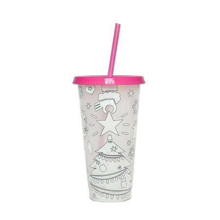 

kfiifum Christmas Decorations Clearance Glass&Bottle Christmas Color Changing Cup PP Coffee Plastic Single Layer Temperature Sensitive Color Changing Color Changing Cup