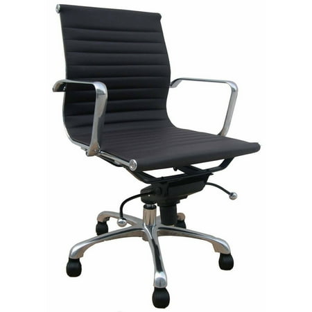 UPC: 0192551902800 | Elle 20 Inch Low Back Swivel Office Chair  Wheels  Tufted Black and Chrome  Saltoro Sherpi