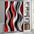 thumbnail image 5 of Abstract Red Black Distort Striped Shower Curtain for Bathroom, Classic Geometric Art Waterproof Shower Curtains Washable Quick Dry with Hooks Bathtub Curtains 72x72IN, 5 of 9