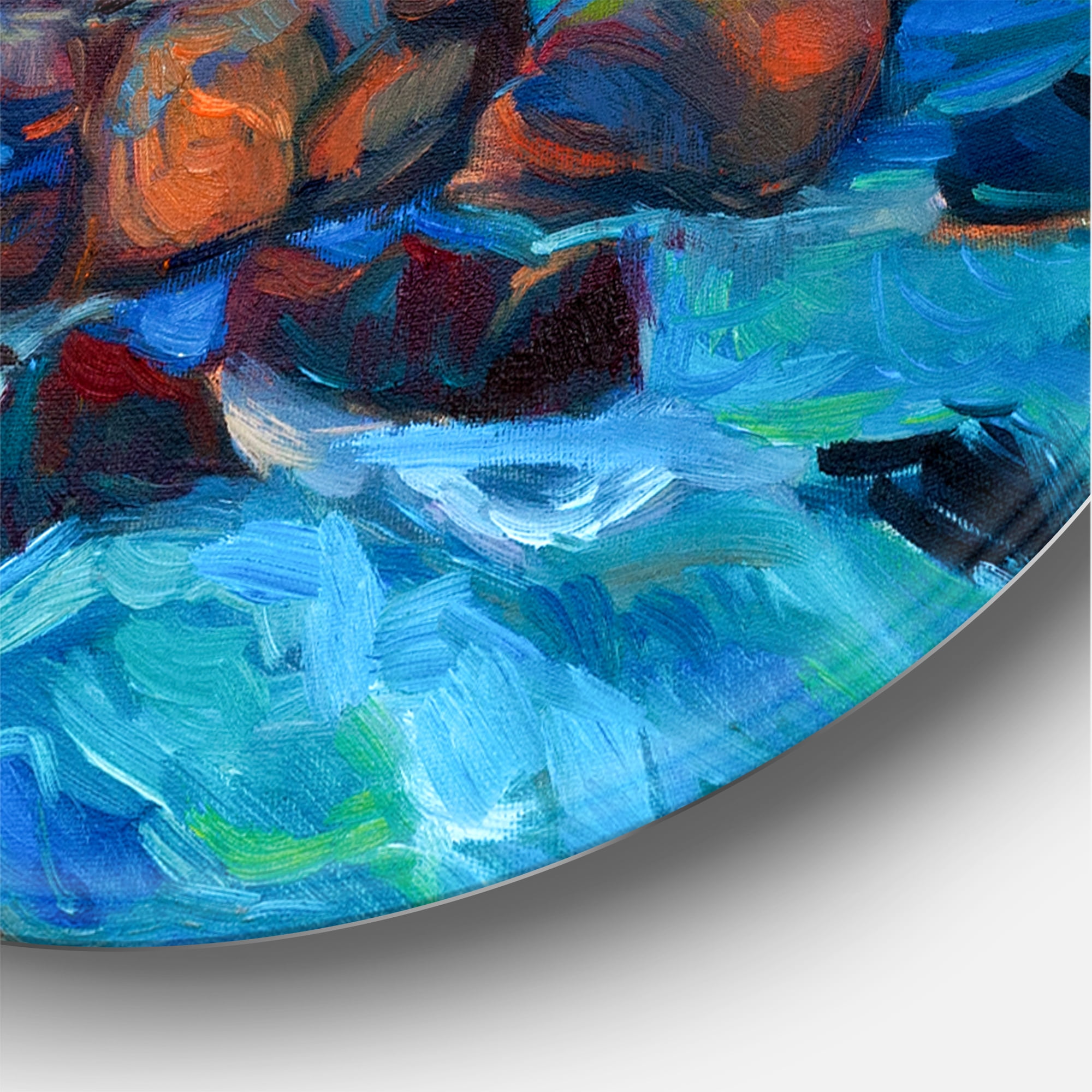 Designart 'The Blue Ocean By Rocky Cliffs' Nautical & Coastal Circle Metal Wall Art 36x36 - Disc of 36