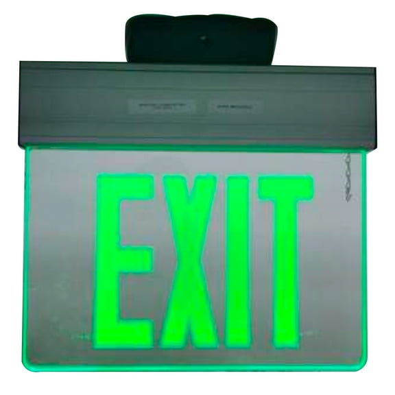 Sunco LED Edge-Lit Exit Sign, Illuminated Rechargeable Emergency Lights For Business, Green Edge Lit Mirror, 90 Minute Emergency Time, 120-277V, Wall Or Ceiling Mount, UL.