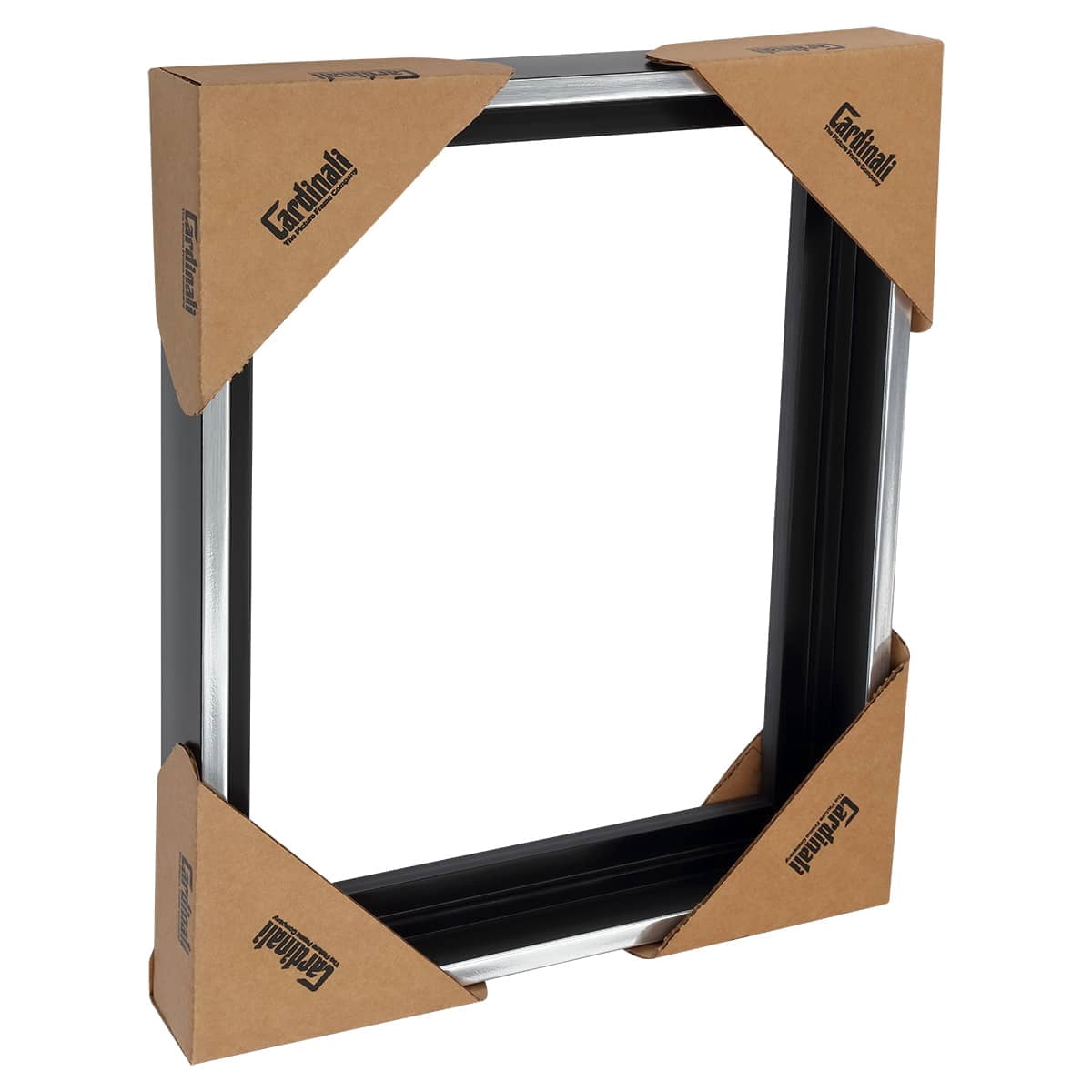 Cardinali Renewal Core Floater Frame, Black/Antique Silver, 18x24", For 1-1/2" Deep Canvas, 4 Pack - Open Back Floating Canvas Frames, No Glass or Backing, Hardware Included