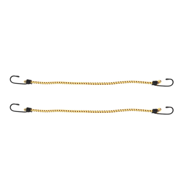 Cuerdas de equipaje con ganchos de 60 cm, cuerdas elásticas ajustables con hebilla de metal, amarillas, 2 piezas