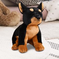 Vaveren Animal Toy Dog Statue Holiday Gift Sleeping Cuddly Pillow Simulation Puppy Doberman Pinscher
