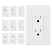 ENERLITES White Decorator Receptacle with Screwless Wall Plate, Tamper Residential Grade Wall Outlet, 15A 125V, Self-Grounding, 2-Pole, 3-Wire, 5-15R, UL Listed, 61502-TR-WSID, 10 Pack