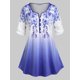 thumbnail image 1 of Camiseta con Estampado Floral de Talla Extra con Color Degradado con Mangas en Forma de Campanilla Rosegal  Camisetas tallas grandes, 1 of 5
