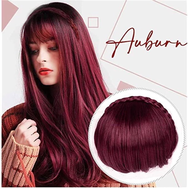 Fiudx Extensiones de Cabello Sintético con Flequillo Trenzado para Mujer