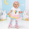 thumbnail image 2 of NAFUU Girls Clothes Little Girl Outfits Short Sleeve O-Neck Cute Cartoon Print Letter Romper And Colorful Skirts Shoes With Hairband Birthday Party Vacation Outfits For Girl 0-3 Months, 2 of 6