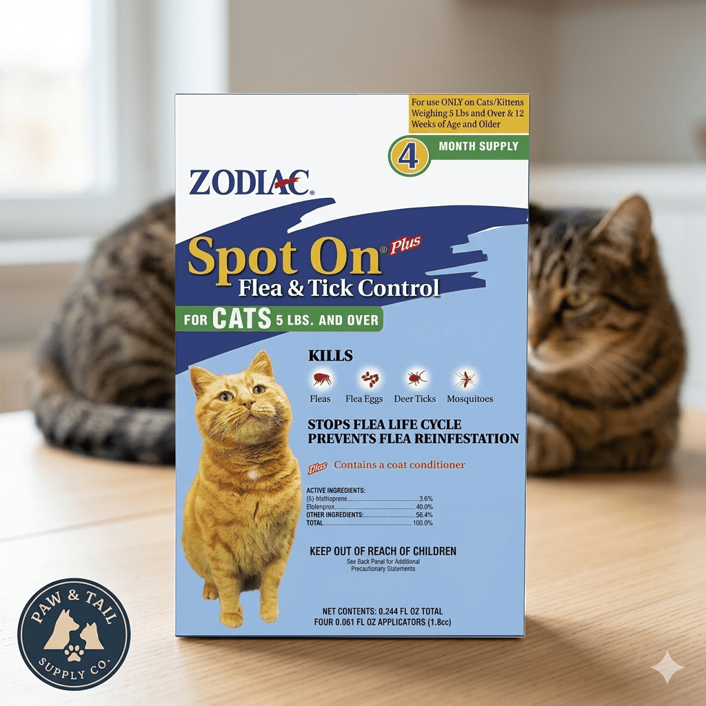 Zodiac Spot On Plus Flea & Tick Control for Cats 5lbs and Over 4 Month Supply