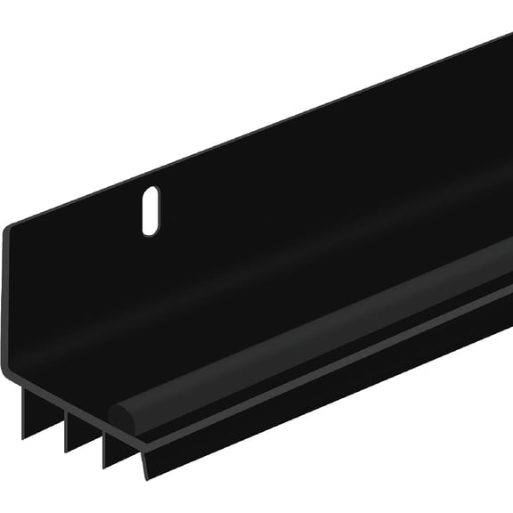 Randall Manufacturing L-Shaped PVC Door Bottom Seal, Triple Vinyl Weather Stripping for Doors with Drip Cap, Fills Gaps 1/4"–1/2", 3 ft Long, Black