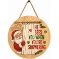 thumbnail image 2 of Adornos navideños, adornos navideños, regalos navideños El escuadrón de vigilancia de Santa Claus Letrero navideño divertido para puerta Decoración navideña colgante para puerta Letrero de madera de F, 2 of 2