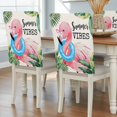 thumbnail image 2 of Summer Vibes Flamingo Chair Covers Set of 1 Summer Tropical Plants Palm Leaves Chair Back Covers Stretch Removable Washable Slipcovers Protector for Dining Room Kitchen Party Decor, 2 of 9
