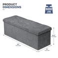 thumbnail image 2 of MoNiBloom 43" Collapsible Ottoman with Storage, Cotton-linen Storage Ottoman Bench, Modern Storage Footstool for Living Room Bedroom Entryway, Dark Gray, 2 of 9