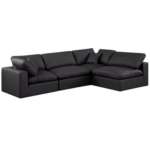 Meridian Furniture Comfy Black Faux Leather Modular Sectional