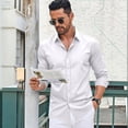thumbnail image 5 of Men's Dress Shirt Regular Fit Solid Business Formal Long Sleeve Button Up Stretch Shirts Fall Casual Work Top, 5 of 5