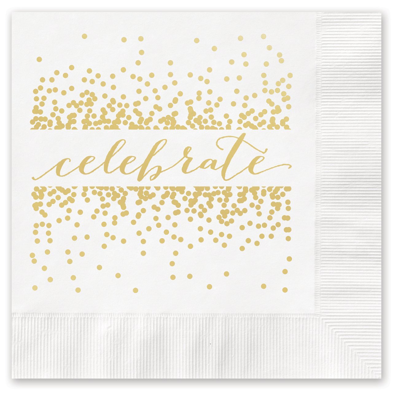 Celebrate with Confetti Beverage Cocktail Napkins 25 Foil Printed Paper Napkins by