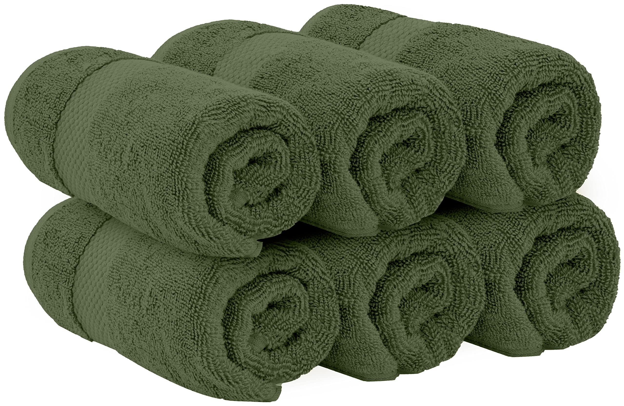 White Classic Hotel Collection Luxury Soft Cotton Hand Towels, Green, 16 x 30, 6 Pack