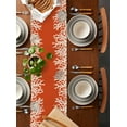 thumbnail image 2 of ERUNPONLY Coastal Coral Table Runner - 108 Inch Long Orange White Ocean Marine Nautical Beach Cotton and Linen Blended Dress Scarves Farmhouse Table Runner for Kitchen Dining, Coffee Table, 13"x108", 2 of 8