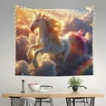 thumbnail image 2 of Pofeuu Rainbow Cloud White Horse Print Wall Tapestry Decoration Wall Hanging Tapestry 60 x 51 Inch, 2 of 6