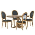 thumbnail image 2 of Noble House Dason Fabric and Wood 5 Piece Dining Set, Dark Gray, Floral Print, and Natural, 2 of 13