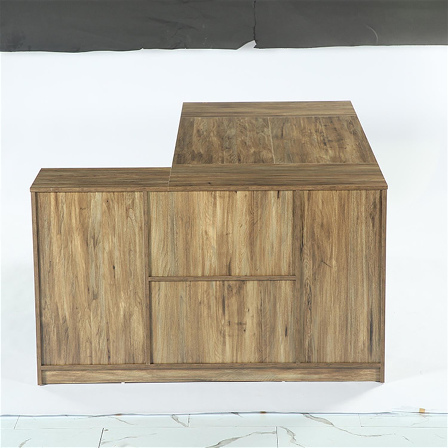 Demi Bonn 70.9" L Shaped Executive Desk, Large Office Computer Desk with Storage Cabinet for Home Office, Living Room Furniture, Brown