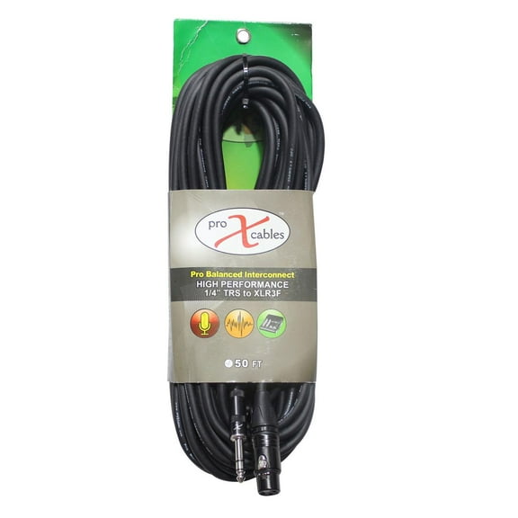 ProX XC-SXF50 50' 1/4" TRS-M to XLR3-F Balanced High Performance Audio Cable