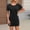 Black, variant on Dianli Pajamas Loungewear Front Back Pocket Short Sleeve Loose Jumpsuit With Pockets Round Neck Relaxed Fit Casual Homewear Convertible Sleepwear Nightwear
