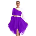 thumbnail image 3 of DPOIS Women's Praise Dance Overlay and Tunic Worship Dance Dress Purple XXL, 3 of 7