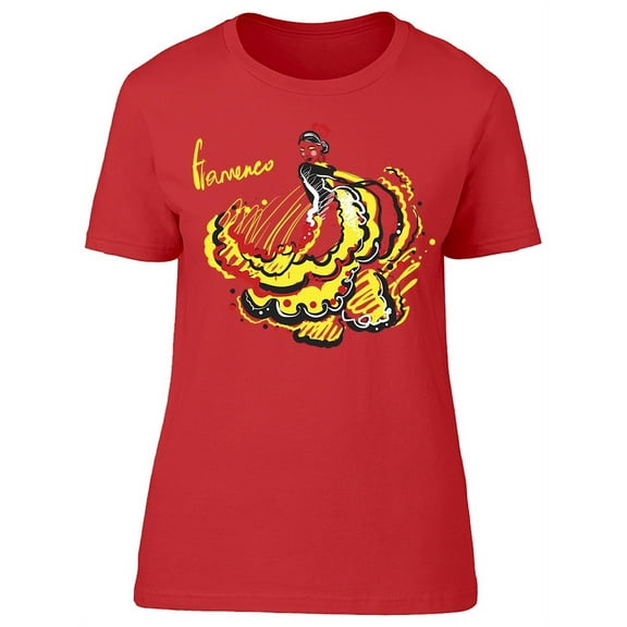 Flamenco Yellow Dress Dancer  T-Shirt Women -Image by Shutterstock, Female Small