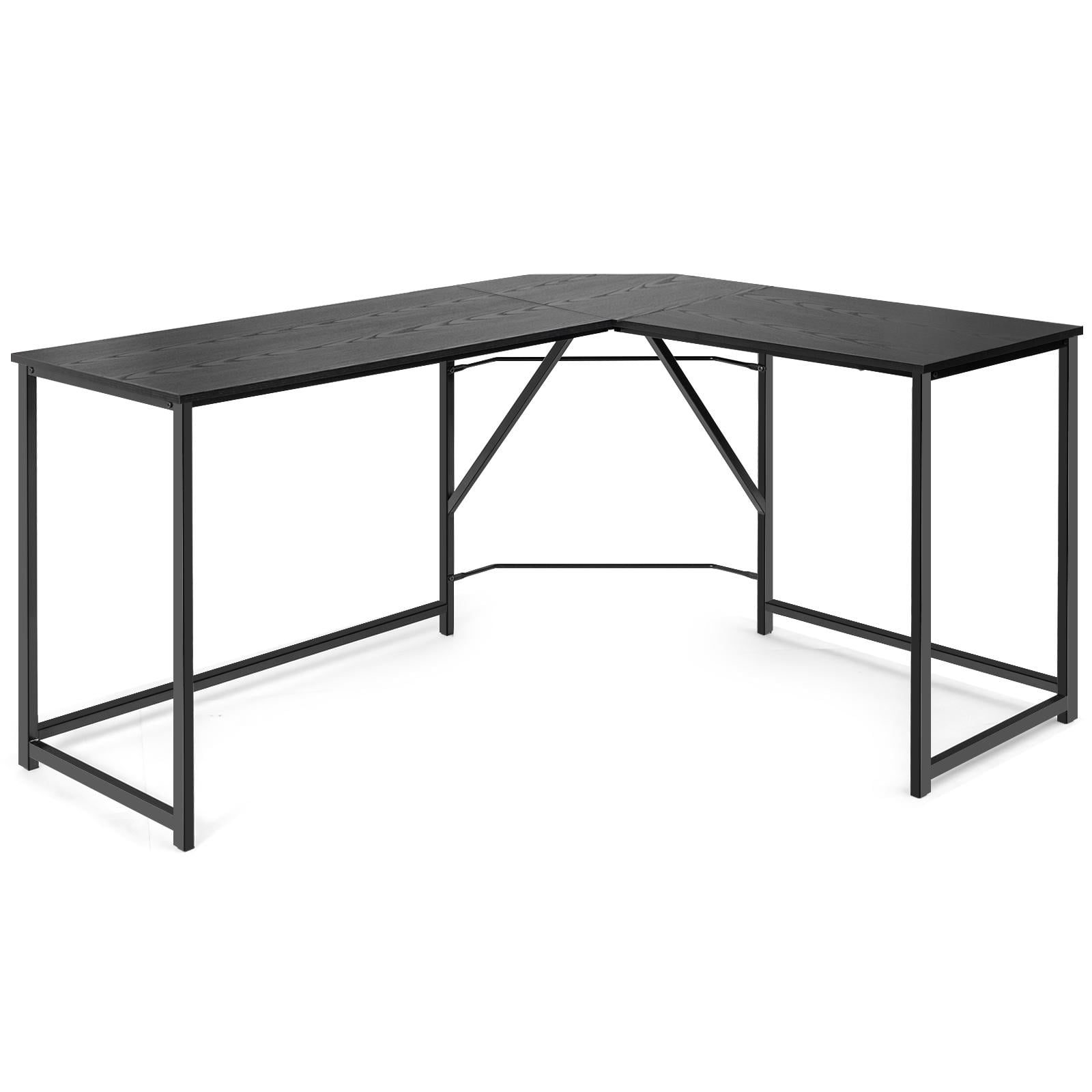 Giantex L Shaped Corner Computer Desk, Industrial PC Laptop Workstation, Sturdy Writing Table