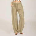 thumbnail image 3 of Gnshining Cotton Linen Pants for Women High Waisted Pant Solid-colored Loose With Back Pocket Wide-Leg Lenght Pants, 3 of 6
