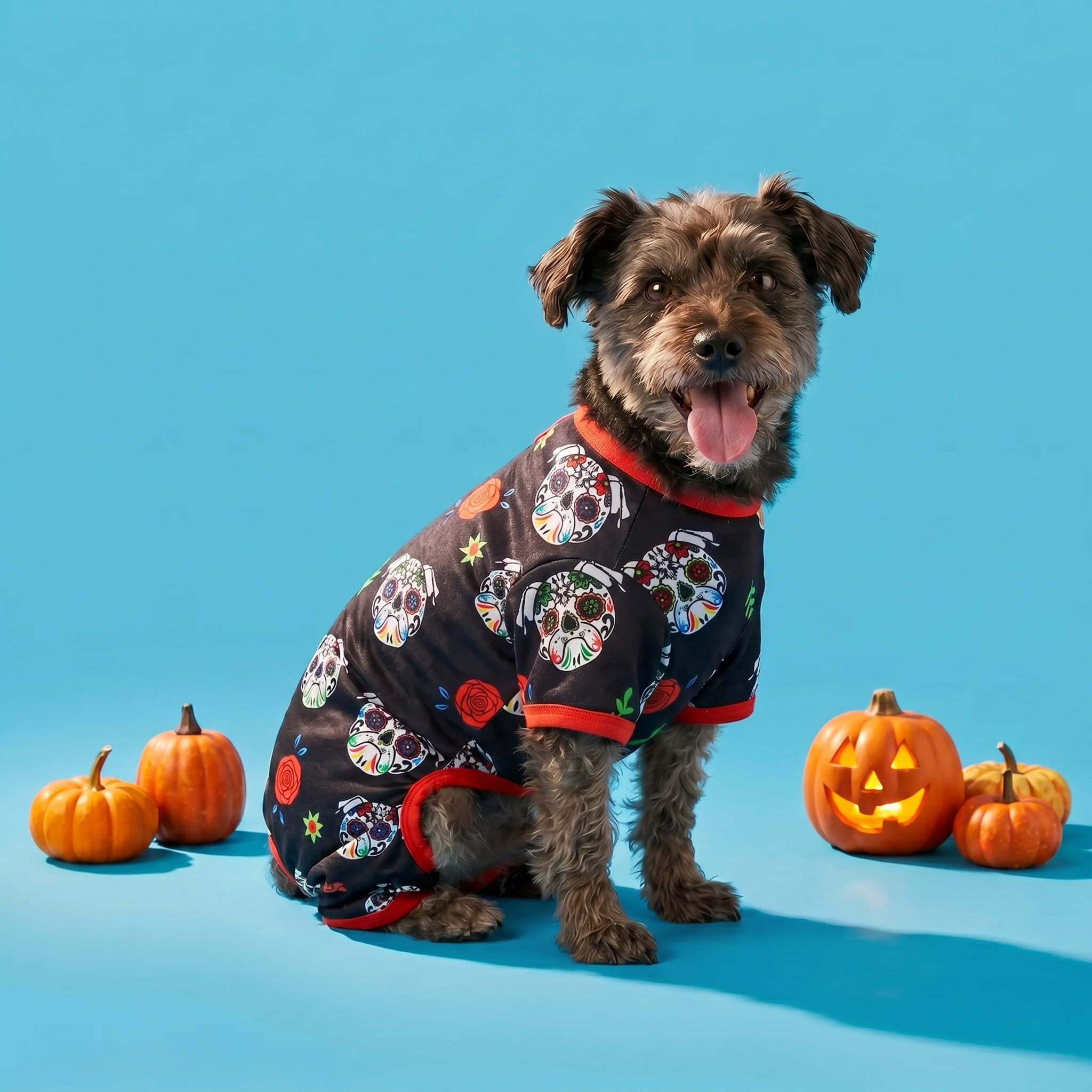 Vibrant Life Halloween Pajamas for Dogs, Day of the Dead, Multicolor, M