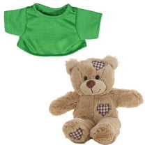 Brown Patches 8" Stuffed Bear with Removable Green T-Shirt – Plush Toy and Outfit Combo