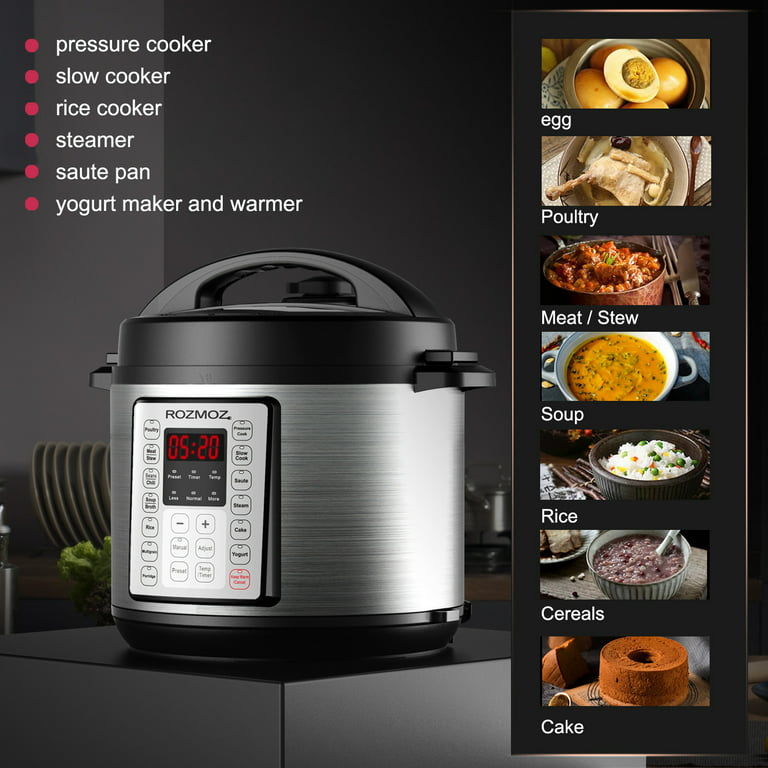 1000W Instant Pot Electric Pressure Cooker 6qt Multi Cooker 14-in