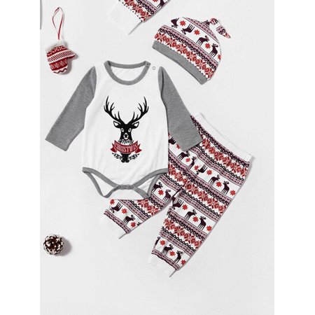 

Family Matching Christmas Pajamas Cartoon Elk Printed Sleepwear Homewear Sets