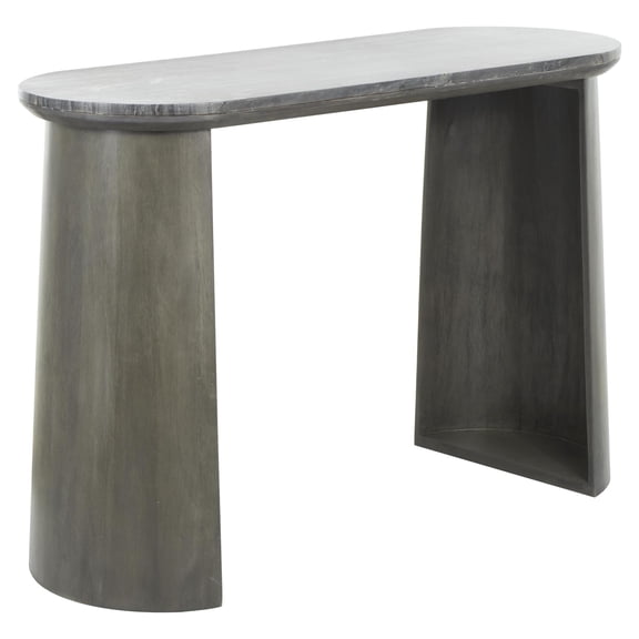 DecMode 48" x 33" Dark Gray Mango Wood Oval Console Table with Curved Flared Legs, 1-Piece