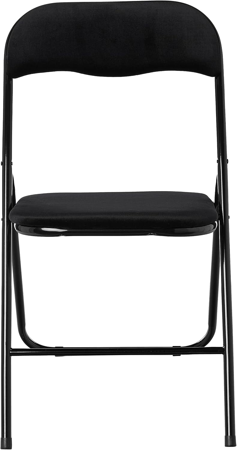 Urban Shop Velvet Folding Chair, Black