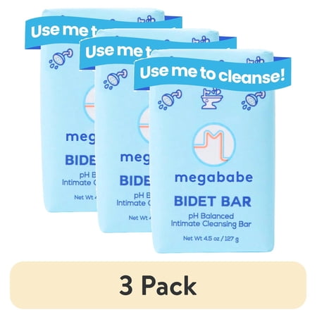 (3 pack) Megababe Bidet Bar, pH Balanced Feminine Cleansing Bath Soap Bar, Fragrance-Free, 4.5 oz
