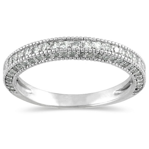 SZUL Women's 1/2 Carat TW Diamond Wedding Band in 10K White Gold (J-K-L Color, I2-I3 Clarity)