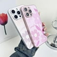 thumbnail image 3 of Oil Painting Flower Leather Plating Edge Soft  for iPhone Case (Pink,iPhone 14 Pro Max), 3 of 7