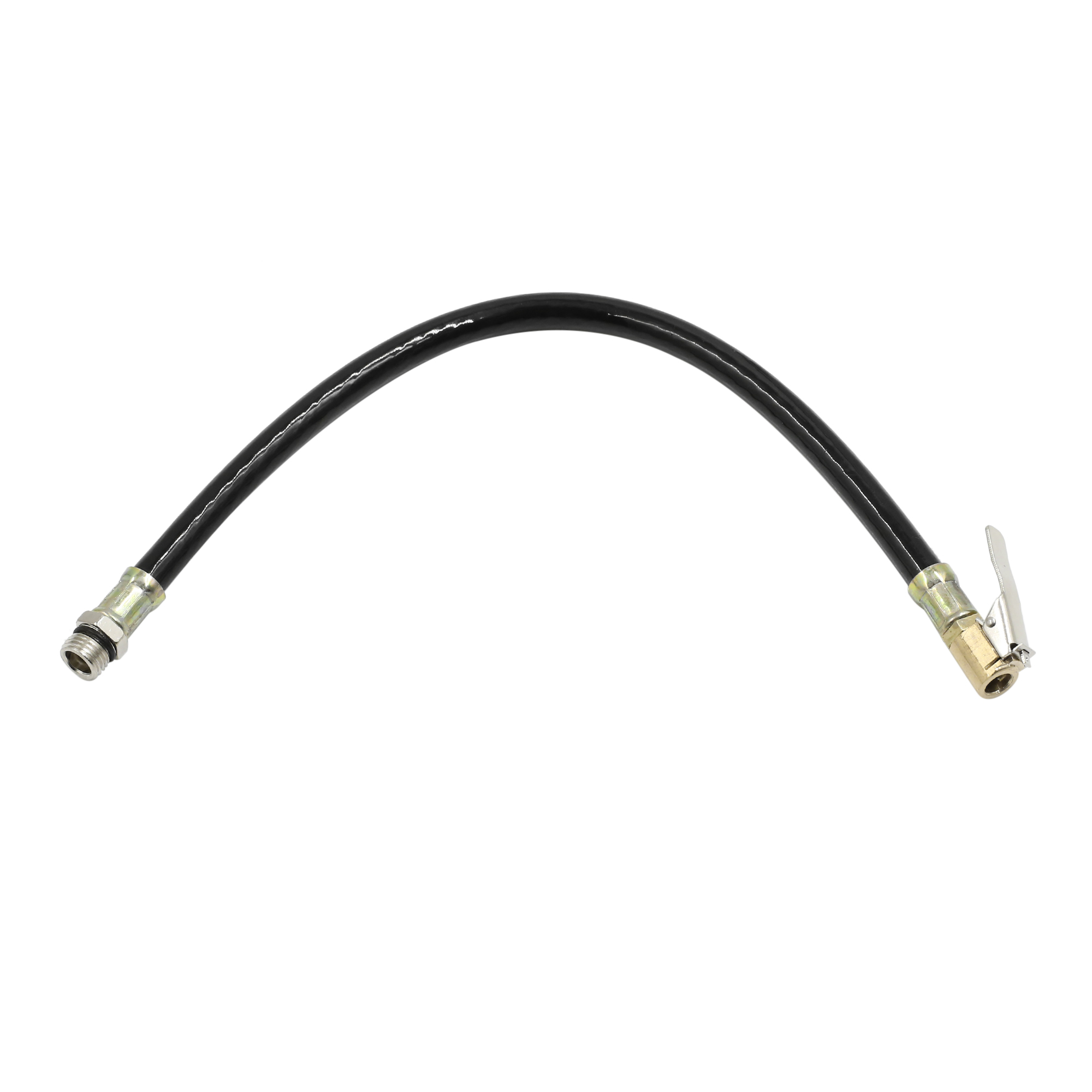 Black Rubber Air Tire Inflator Hose Selflocking Clip on Flexible Tyre