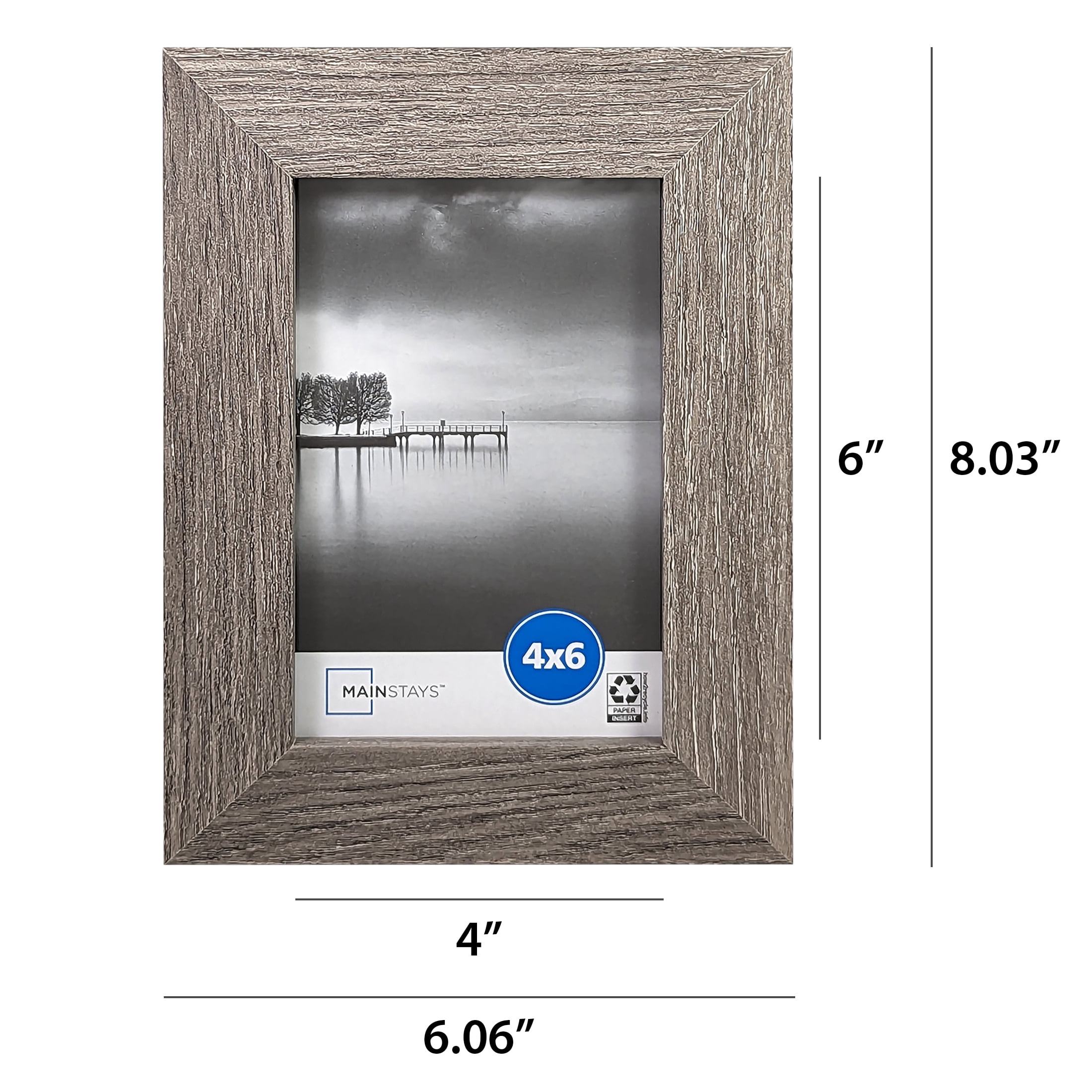 (2 pack) Mainstays 4x6 Wide Beveled Tabletop Picture Frame, Rustic Gray